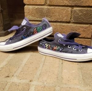 Purple Butterfly and flower handpainted Converse